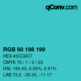 Color code: RGB 60 198 199 | qconv.com
