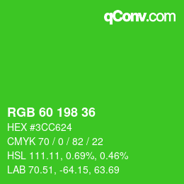 Color code: RGB 60 198 36 | qconv.com