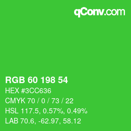 Color code: RGB 60 198 54 | qconv.com