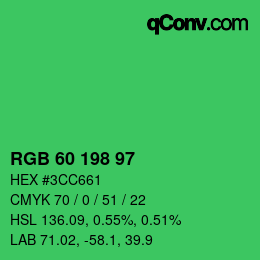 カラーコード: RGB 60 198 97 | qconv.com