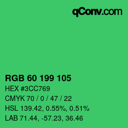 Color code: RGB 60 199 105 | qconv.com