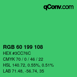 Color code: RGB 60 199 108 | qconv.com