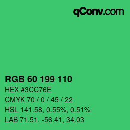 Color code: RGB 60 199 110 | qconv.com