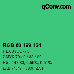 カラーコード: RGB 60 199 124 | qconv.com