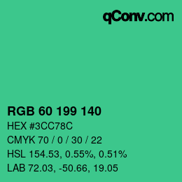 Color code: RGB 60 199 140 | qconv.com
