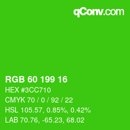 カラーコード: RGB 60 199 16 | qconv.com