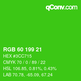 颜色代码: RGB 60 199 21 | qconv.com