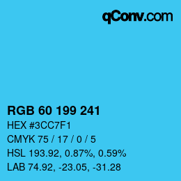 Color code: RGB 60 199 241 | qconv.com