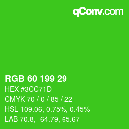 Color code: RGB 60 199 29 | qconv.com