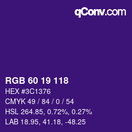 カラーコード: RGB 60 19 118 | qconv.com