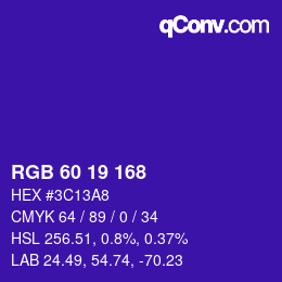 カラーコード: RGB 60 19 168 | qconv.com