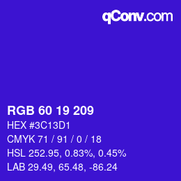 カラーコード: RGB 60 19 209 | qconv.com
