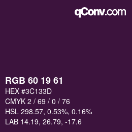 Color code: RGB 60 19 61 | qconv.com