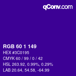 Color code: RGB 60 1 149 | qconv.com