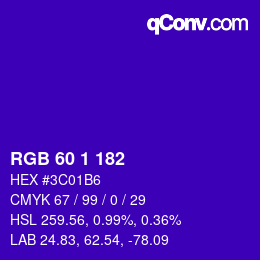 Color code: RGB 60 1 182 | qconv.com