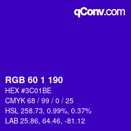 Color code: RGB 60 1 190 | qconv.com