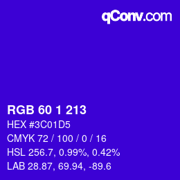 Color code: RGB 60 1 213 | qconv.com