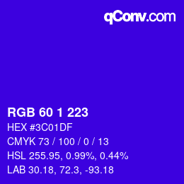 Color code: RGB 60 1 223 | qconv.com