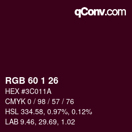 Color code: RGB 60 1 26 | qconv.com