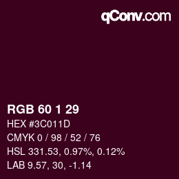 Color code: RGB 60 1 29 | qconv.com