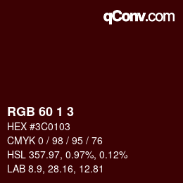 Color code: RGB 60 1 3 | qconv.com