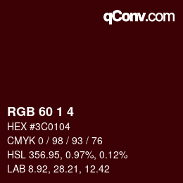 カラーコード: RGB 60 1 4 | qconv.com