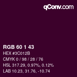 颜色代码: RGB 60 1 43 | qconv.com