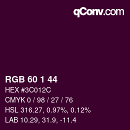 颜色代码: RGB 60 1 44 | qconv.com