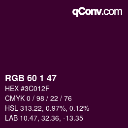 颜色代码: RGB 60 1 47 | qconv.com