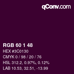 颜色代码: RGB 60 1 48 | qconv.com