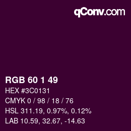 颜色代码: RGB 60 1 49 | qconv.com