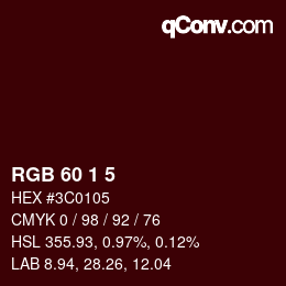 Color code: RGB 60 1 5 | qconv.com