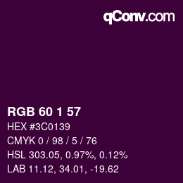 颜色代码: RGB 60 1 57 | qconv.com