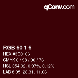 Color code: RGB 60 1 6 | qconv.com