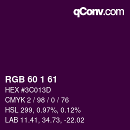 カラーコード: RGB 60 1 61 | qconv.com