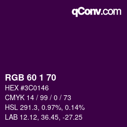 Color code: RGB 60 1 70 | qconv.com