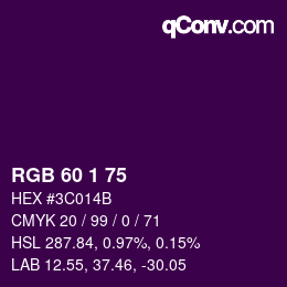 Color code: RGB 60 1 75 | qconv.com
