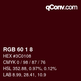Color code: RGB 60 1 8 | qconv.com