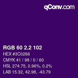 カラーコード: RGB 60 2.2 102 | qconv.com