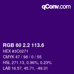 カラーコード: RGB 60 2.2 113.6 | qconv.com