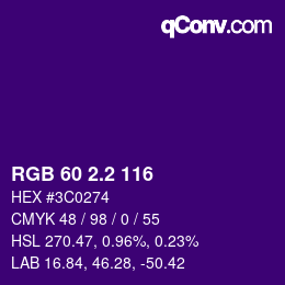カラーコード: RGB 60 2.2 116 | qconv.com