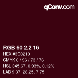 カラーコード: RGB 60 2.2 16 | qconv.com