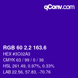 カラーコード: RGB 60 2.2 163.6 | qconv.com