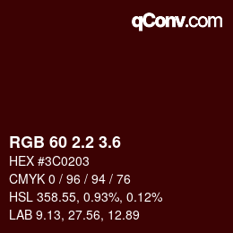 カラーコード: RGB 60 2.2 3.6 | qconv.com