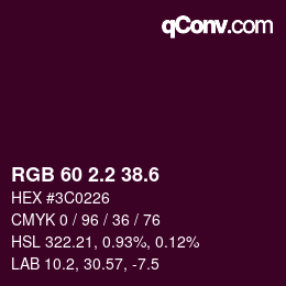カラーコード: RGB 60 2.2 38.6 | qconv.com