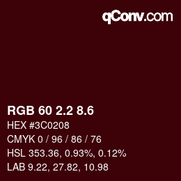 カラーコード: RGB 60 2.2 8.6 | qconv.com