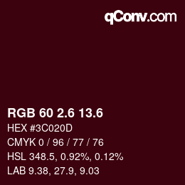 カラーコード: RGB 60 2.6 13.6 | qconv.com
