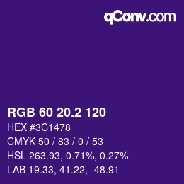 カラーコード: RGB 60 20.2 120 | qconv.com
