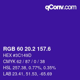 カラーコード: RGB 60 20.2 157.6 | qconv.com