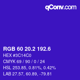 カラーコード: RGB 60 20.2 192.6 | qconv.com